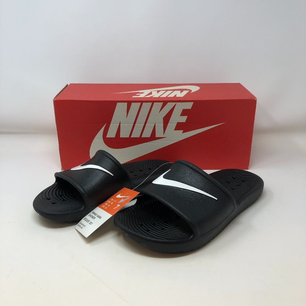Nike WOMEN'S Kawa Shower Slide Sandals Comfort  Black / White NIB FAST SHIPPING!